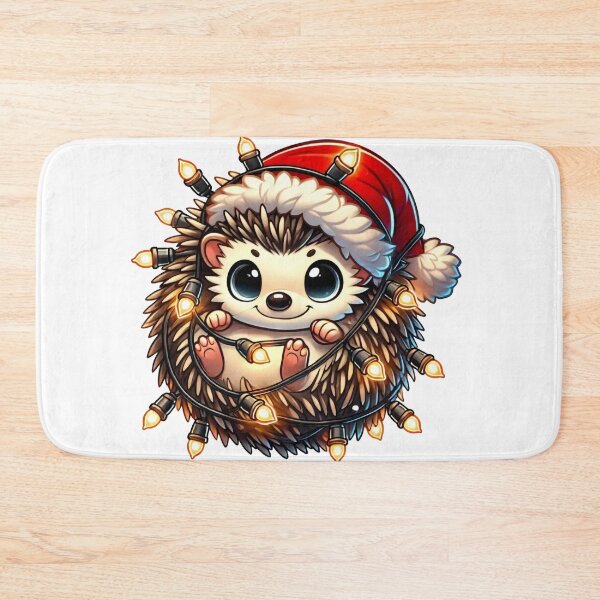 Item preview, Cute Hedgehog with Santa Hat Wrapped in Festive Holiday Lights designed and sold by AIARTIST1.