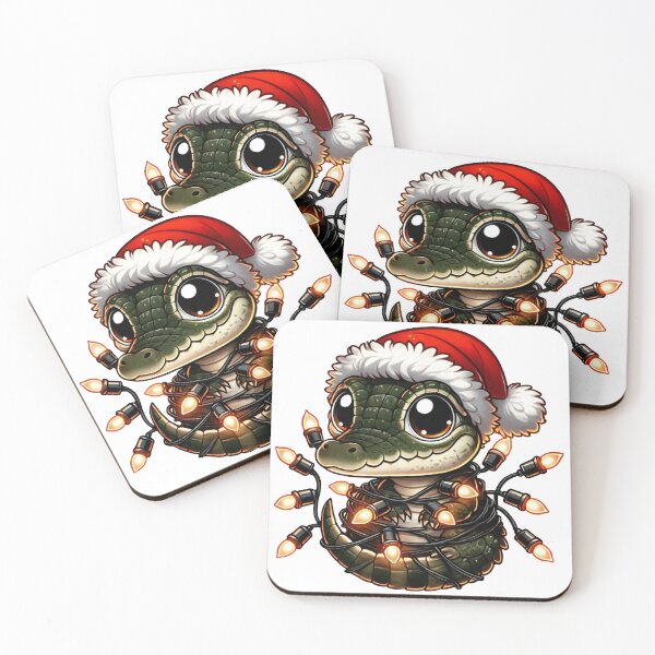 Item preview, Cute Crocodile in Santa Hat with Christmas Lights designed and sold by AIARTIST1.