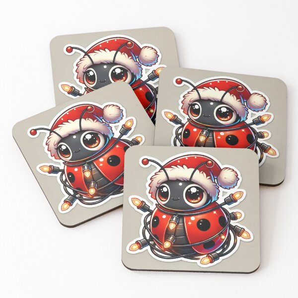 Item preview, Adorable Ladybug in Santa Hat with Holiday Lights designed and sold by AIARTIST1.