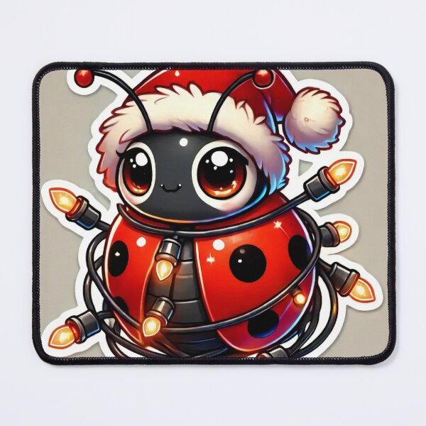 Item preview, Adorable Ladybug in Santa Hat with Holiday Lights designed and sold by AIARTIST1.
