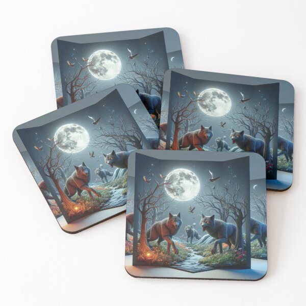 Item preview, Majestic Wolf Painting | Dark Forest | Full Moon | Night Sky designed and sold by choder61.