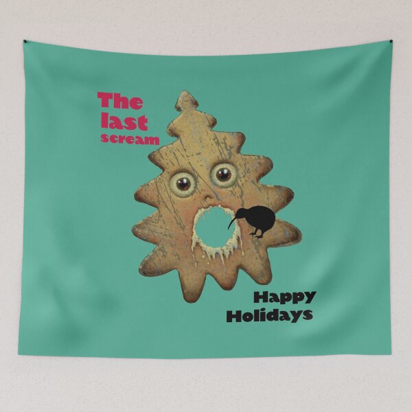 Item preview, Christmas Cookie. New Zealand. Gingerbread. Cookie. Merry, Kiwi Christmas. Cookie Scream. Memes.  (Turquoise Green background) designed and sold by bekksa.