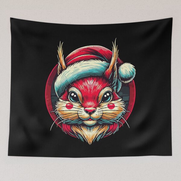 Item preview, Happy Squirrel With Santa Hat designed and sold by LuminOrb.