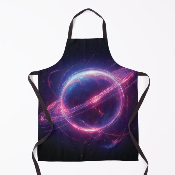 Item preview, A vibrant design for futuristic planet surrounded by glowing rings and streaks of light. designed and sold by HEMRO.