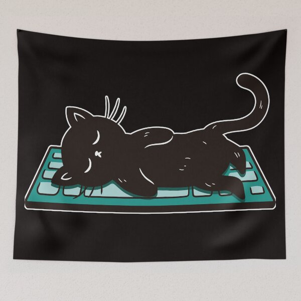 Item preview, Funny Black Cat Sleeping on Keyboard Design designed and sold by DrawHandArt.