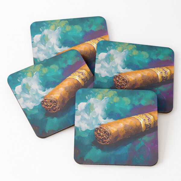 Item preview, Cigar Smoke Abstract Trail - Bold Brushstrokes in Teal and Purple Digital AI Generated Art designed and sold by OlfactoART Studio.