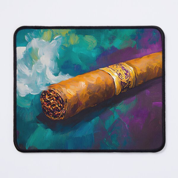 Item preview, Cigar Smoke Abstract Trail - Bold Brushstrokes in Teal and Purple Digital AI Generated Art designed and sold by OlfactoART Studio.