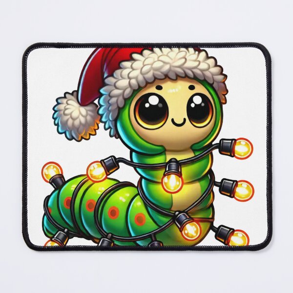 Item preview, Christmas Caterpillar Wrapped in Lights and Santa Hat designed and sold by AIARTIST1.