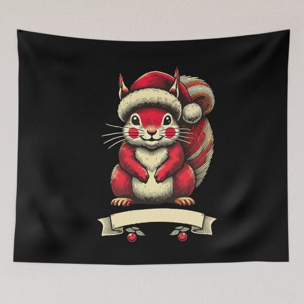 Item preview, Christmas Squirrel With Santa Hat designed and sold by LuminOrb.