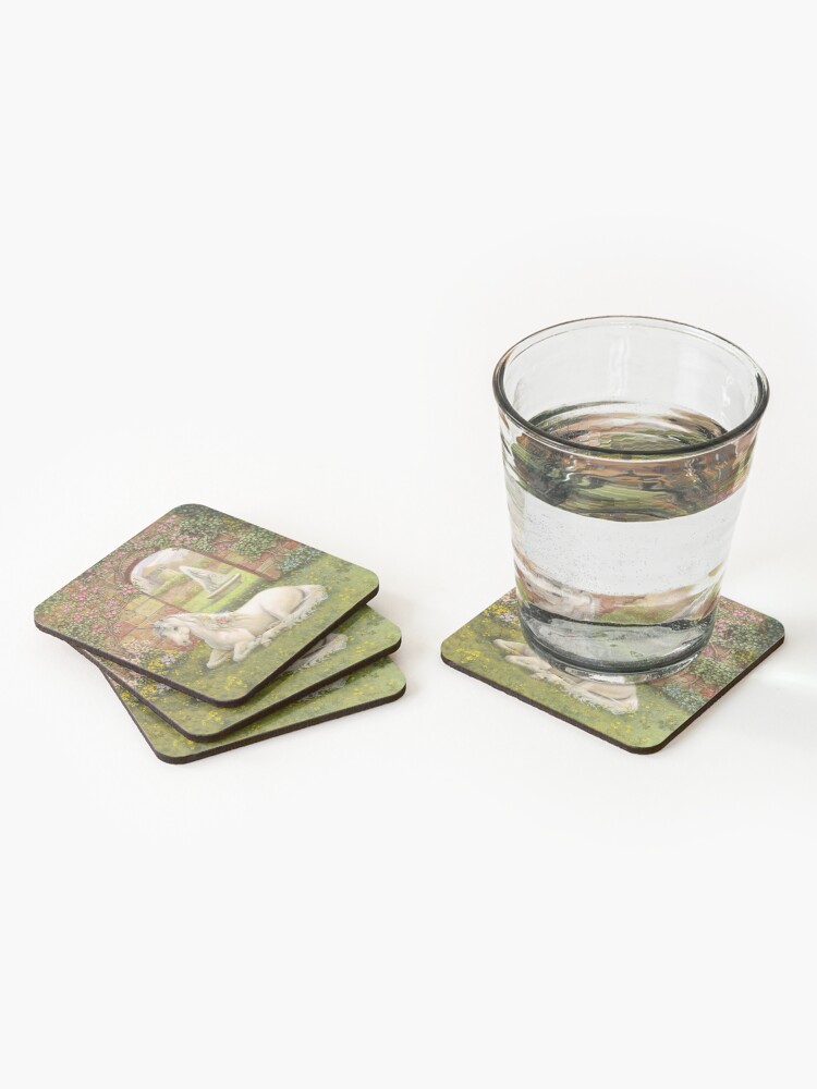 Thumbnail 2 of 5, Coasters (Set of 4), Unicorn Garden designed and sold by RuthSanderson.