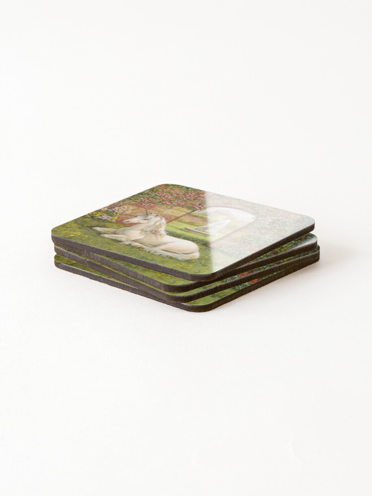 Thumbnail 4 of 5, Coasters (Set of 4), Unicorn Garden designed and sold by RuthSanderson.