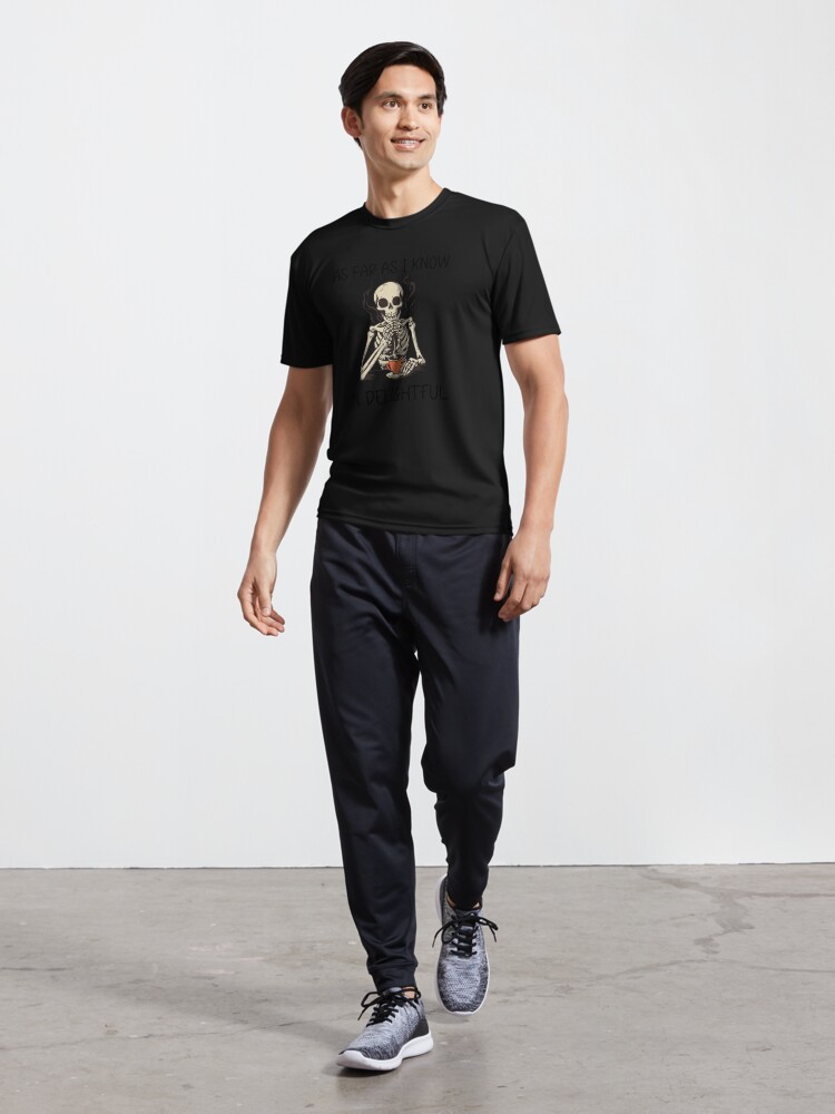 Imagen 5 de 7, Camiseta deportiva con la obra Hasta donde yo sé, soy un encantador y divertido amante del café con sarcasmo y esqueleto, diseñada y vendida por aymanehammi.