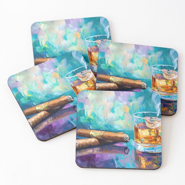 Item preview, Whiskey and Cigars - Bold Brushstrokes, Vibrant Energy, and Luxurious Indulgence Generative AI designed and sold by OlfactoART Studio.