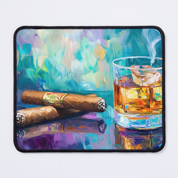 Item preview, Whiskey and Cigars - Bold Brushstrokes, Vibrant Energy, and Luxurious Indulgence Generative AI designed and sold by OlfactoART Studio.