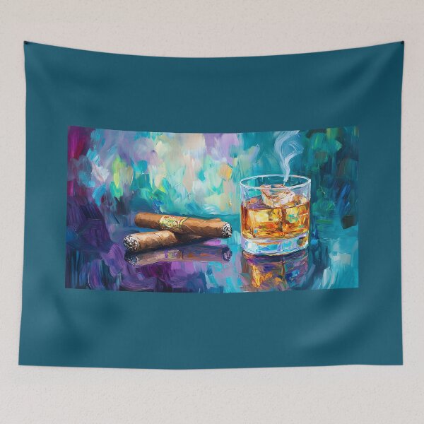 Item preview, Whiskey and Cigars - Bold Brushstrokes, Vibrant Energy, and Luxurious Indulgence Generative AI designed and sold by OlfactoART Studio.