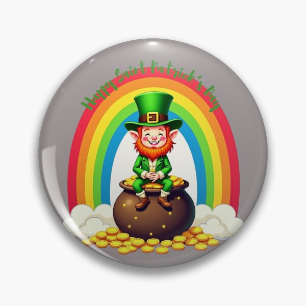 Item preview, leprechaun's Pot of Gold: A harmonious Saint Patrick's image featuring a leprechaun sitting on a pot of gold beneath a colorful rainbow to give a pleasing and balanced design. designed and sold by Grang Art Artistic Designs.