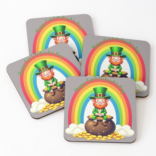 Item preview, leprechaun's Pot of Gold: A harmonious Saint Patrick's image featuring a leprechaun sitting on a pot of gold beneath a colorful rainbow to give a pleasing and balanced design. designed and sold by Grang Art Artistic Designs.