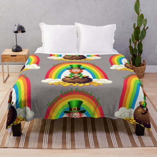 Item preview, leprechaun's Pot of Gold: A harmonious Saint Patrick's image featuring a leprechaun sitting on a pot of gold beneath a colorful rainbow to give a pleasing and balanced design. designed and sold by Grang Art Artistic Designs.