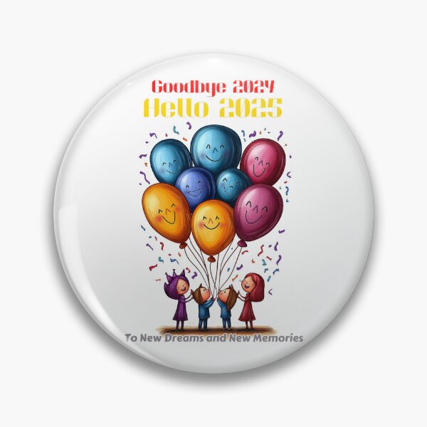 Item preview, Goodbye 2024, Hello 2025, New Year Celebration, Colorful Balloons, New Dreams, New Memories, Year Transition, Festive Illustration designed and sold by BukkyStory.