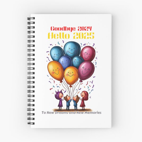 Item preview, Goodbye 2024, Hello 2025, New Year Celebration, Colorful Balloons, New Dreams, New Memories, Year Transition, Festive Illustration designed and sold by BukkyStory.