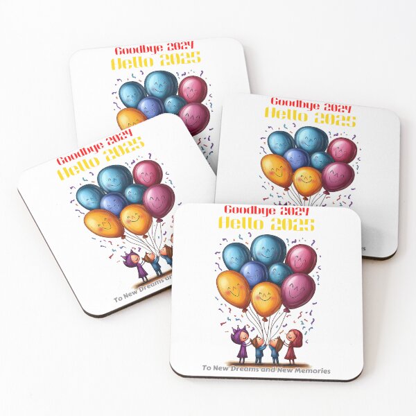 Item preview, Goodbye 2024, Hello 2025, New Year Celebration, Colorful Balloons, New Dreams, New Memories, Year Transition, Festive Illustration designed and sold by BukkyStory.