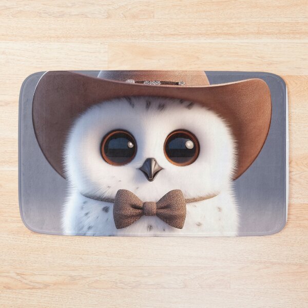 Item preview, Cute white fluffy owl with a cowboy hat designed and sold by lalylaura.