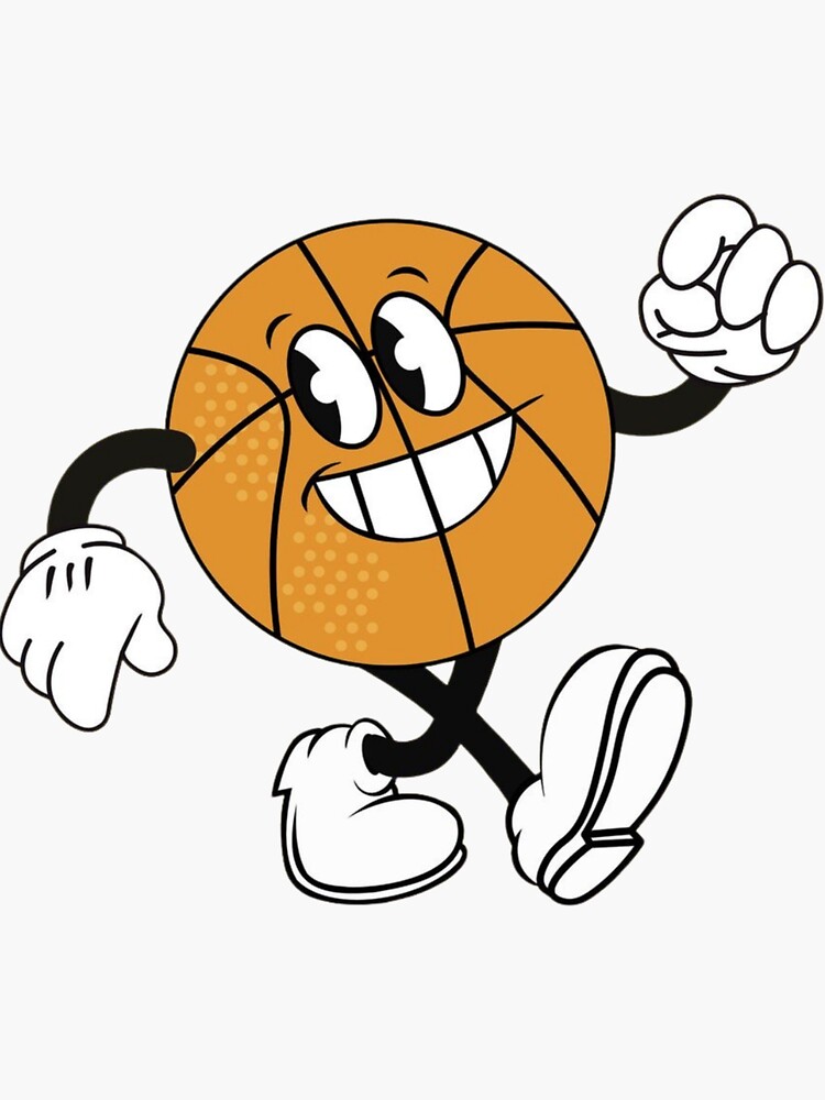 Aperçu 3 sur 3. Sticker avec l'œuvre Amusant avec la mascotte de basket-ball créée et vendue par 13lve.