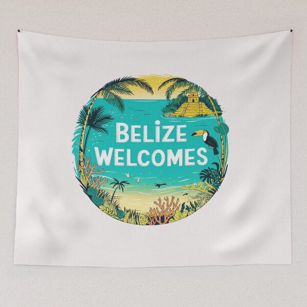 Item preview, Belize Welcomes Flag Map Culture designed and sold by AnimalsDH305.
