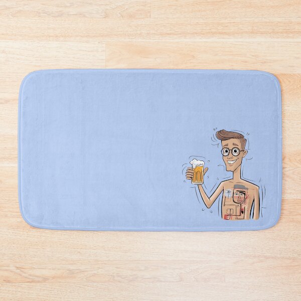 Item preview, Cartoon Character with Abstract Chest Design and Beer Glass – Light-Brown-Skinned Man with Round Glasses and Playful Art Style designed and sold by marvinismyname.