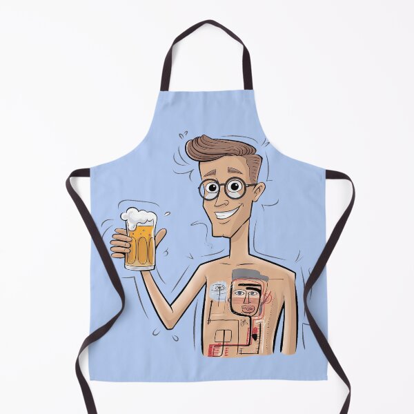 Item preview, Cartoon Character with Abstract Chest Design and Beer Glass – Light-Brown-Skinned Man with Round Glasses and Playful Art Style designed and sold by marvinismyname.