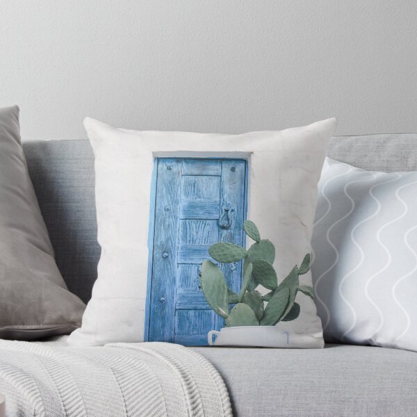 Item preview, Puglia, Italy I The minimalist blue door and boho cactus in authentic Mediterranean Ostuni village on a geometric white wall with a retro vintage aesthetic during the Italian Indian pastel summer designed and sold by Julie Travel Photography.