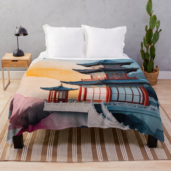 Item preview, Elegant Pagoda with Watercolor Splashes designed and sold by Vitalka-uk.