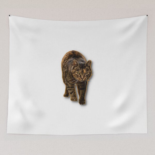 Item preview, A focused cat walking towards the viewer with an intent expression. designed and sold by Piotr Front.