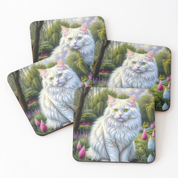 Item preview, Chanel White Angora Cat Portrait Painting designed and sold by Heart and Soul Studio.
