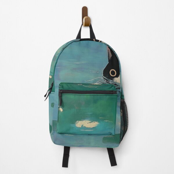 Item preview, Black cat swimming Monet inspiration designed and sold by Nowshin Tasnim.