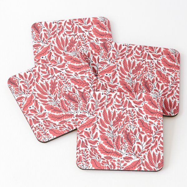 Item preview, Bohemian elegant aesthetic leaf pattern orange red designed and sold by Daniela Vargas Ilustra.