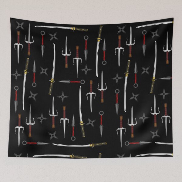 Item preview, Ninja Weapons Pattern designed and sold by WiseWitch.