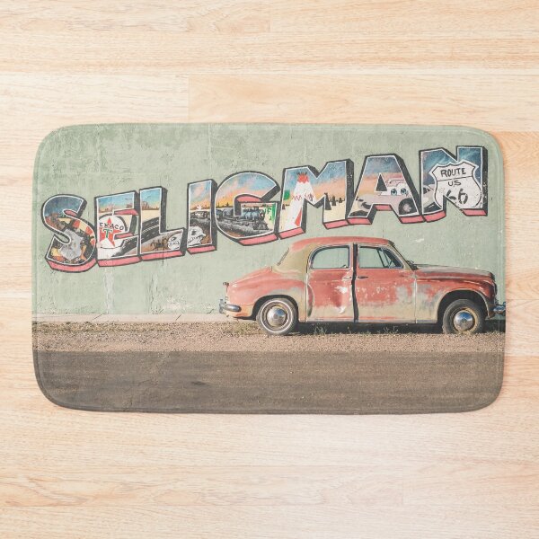 Item preview, Route 66, USA I Vintage American car in front of a street art typography wall in Seligman, Arizona in the retro vintage american countryside during travel road trip on historic Route 66 in California designed and sold by Julie Travel Photography.