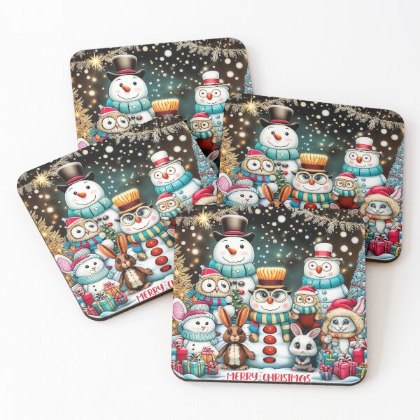 Item preview, SNOWMAN, BUNNY RABBITS, OWLS, CHRISTMAS TREES SNOW WINTER SCENE ART #1 designed and sold by Arts4U.