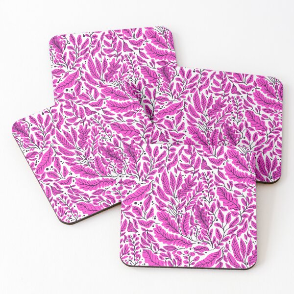 Item preview, Bohemian elegant aesthetic leaf pattern pink violet designed and sold by Daniela Vargas Ilustra.