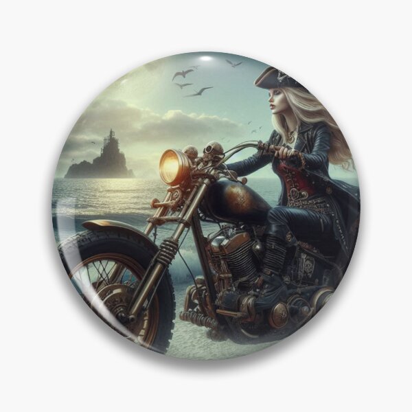 Item preview, Pirate Queen on Steampunk Motorcycle designed and sold by Outlandishrob.