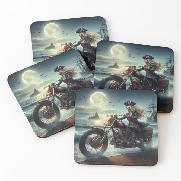 Item preview, Pirate Queen on Steampunk Motorcycle designed and sold by Outlandishrob.