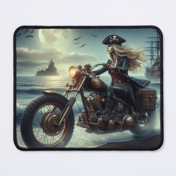 Item preview, Pirate Queen on Steampunk Motorcycle designed and sold by Outlandishrob.