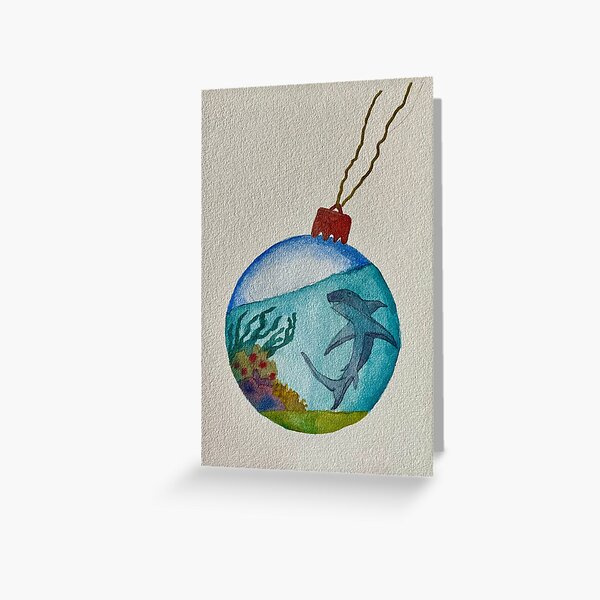 Item preview, Christmas Card - Shark designed and sold by HelenWarnerART.