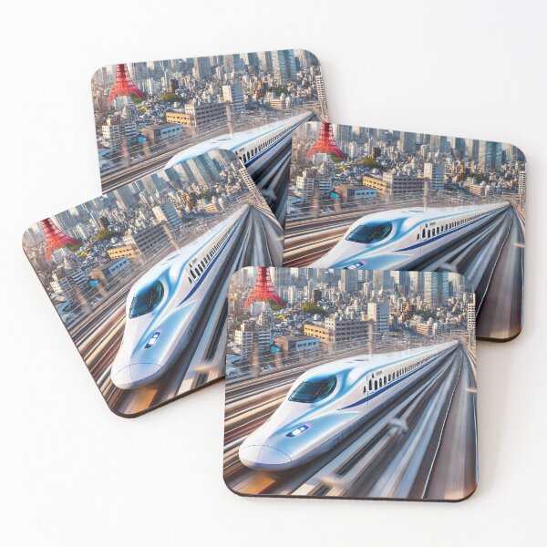 Item preview, Shinkansen Nozomi style train speeding passed Tokyo  designed and sold by GingaDesigns.