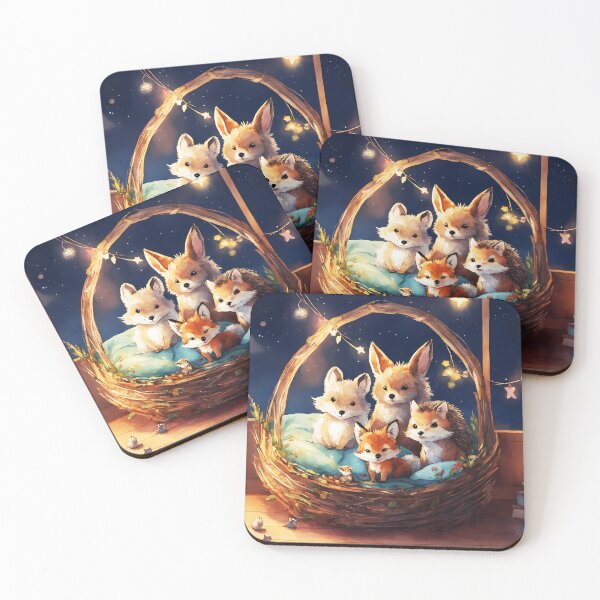 Item preview, “Bedtime Critters in a Basket Painting | Watercolor Nursery Wall Art” designed and sold by soulfulpalette.