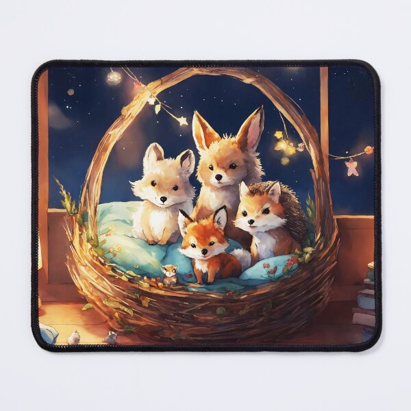 Item preview, “Bedtime Critters in a Basket Painting | Watercolor Nursery Wall Art” designed and sold by soulfulpalette.