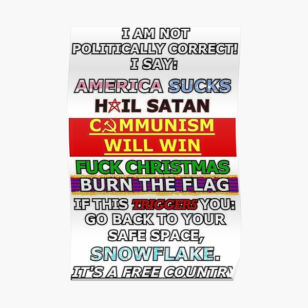 Leftist Political Correctness Meme Sticker Poster By Dru1138 Redbubble