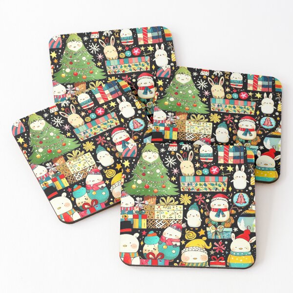 Item preview, BUNNY SNOWMEN CUTE ANIME CHRISTMAS TREE FESTIVE HOLIDAY BACKGROUND PATTERN designed and sold by Arts4U.