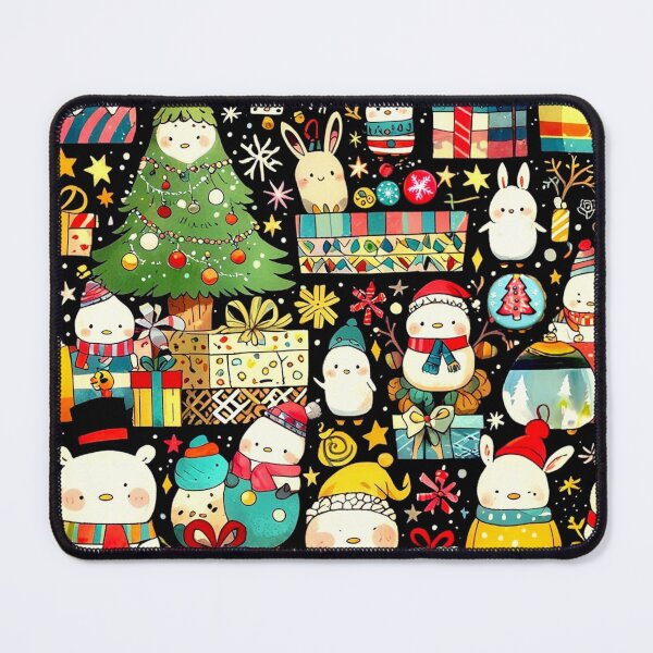 Item preview, BUNNY SNOWMEN CUTE ANIME CHRISTMAS TREE FESTIVE HOLIDAY BACKGROUND PATTERN designed and sold by Arts4U.